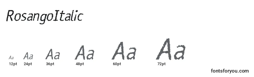 Размеры шрифта RosangoItalic