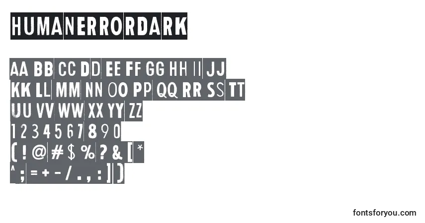 Schriftart HumanErrorDark – Alphabet, Zahlen, spezielle Symbole