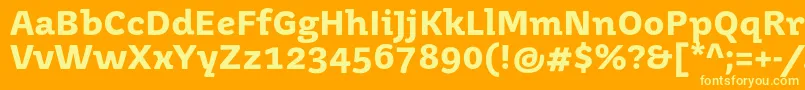 JuvenistextBold-Schriftart – Gelbe Schriften auf orangefarbenem Hintergrund