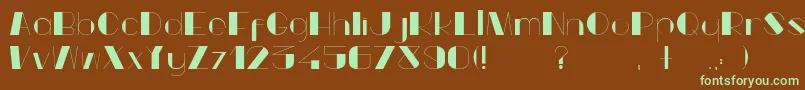 フォントPopeyetype – 緑色の文字が茶色の背景にあります。