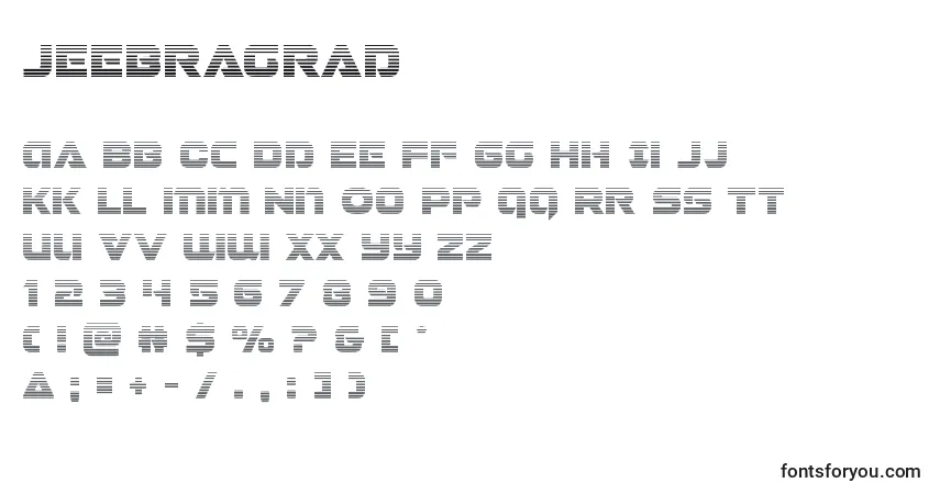 Jeebragradフォント–アルファベット、数字、特殊文字