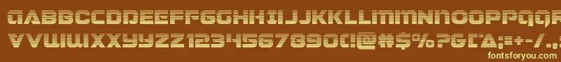 Jeebragrad-fontti – keltaiset fontit ruskealla taustalla