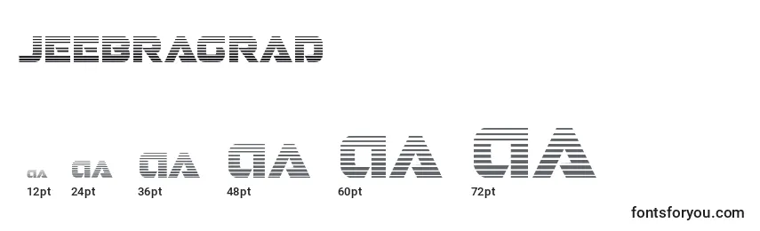 Размеры шрифта Jeebragrad