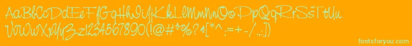 CasualRegular-Schriftart – Grüne Schriften auf orangefarbenem Hintergrund