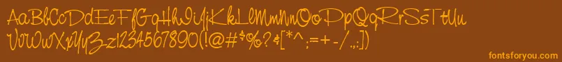 Fonte CasualRegular – fontes laranjas em um fundo marrom