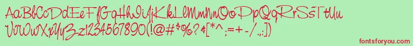CasualRegular Font – Red Fonts on Green Background