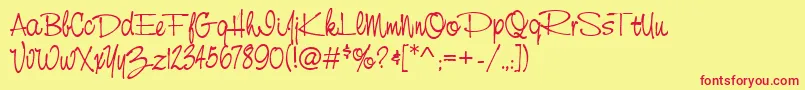 CasualRegular-Schriftart – Rote Schriften auf gelbem Hintergrund