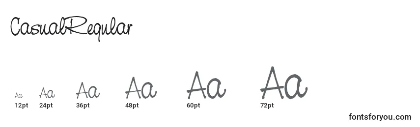CasualRegular Font Sizes