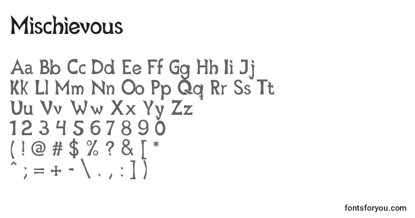 Шрифт Mischievous – алфавит, цифры, специальные символы
