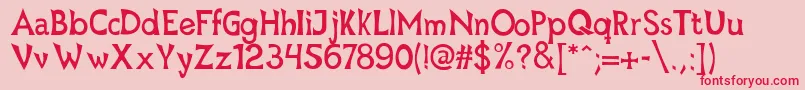 Mischievous Font – Red Fonts on Pink Background