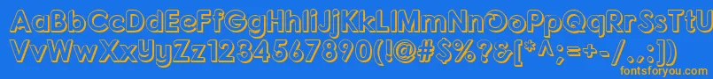 フォントFonartoXt – オレンジ色の文字が青い背景にあります。