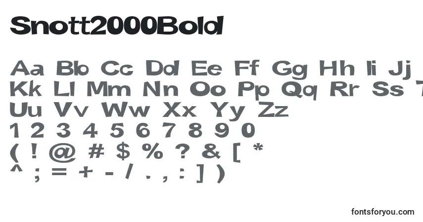 Czcionka Snott2000Bold – alfabet, cyfry, specjalne znaki