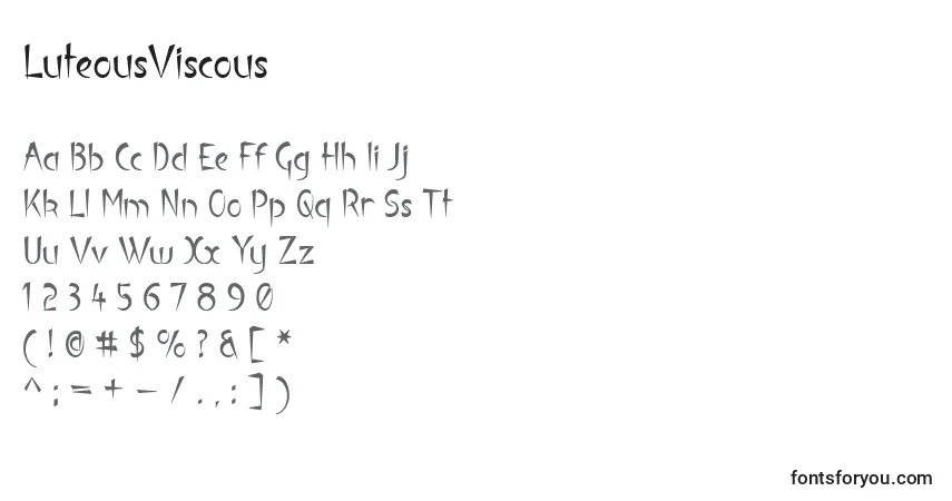LuteousViscous-fontti – aakkoset, numerot, erikoismerkit