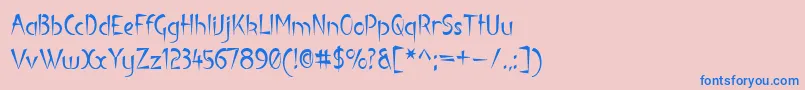 フォントLuteousViscous – ピンクの背景に青い文字