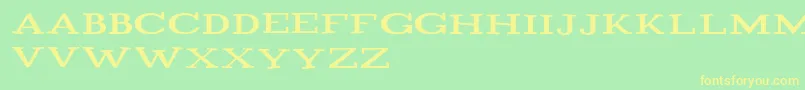 Playtitle1.1-fontti – keltaiset fontit vihreällä taustalla