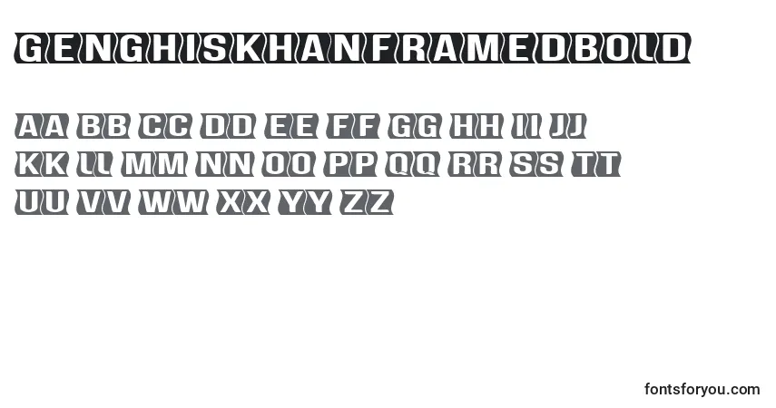 Czcionka GenghiskhanframedBold – alfabet, cyfry, specjalne znaki