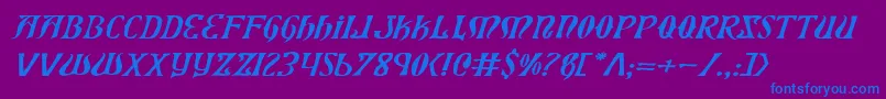 Xiphosei-Schriftart – Blaue Schriften auf violettem Hintergrund