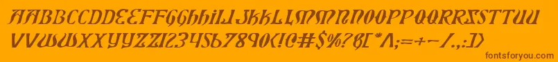 Xiphosei-Schriftart – Braune Schriften auf orangefarbenem Hintergrund