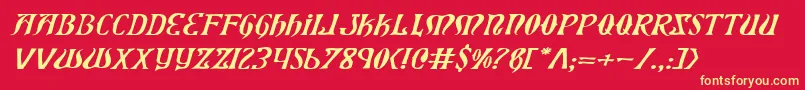 Czcionka Xiphosei – żółte czcionki na czerwonym tle