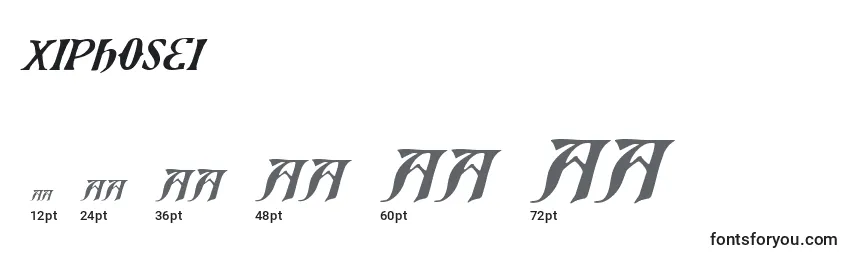 Размеры шрифта Xiphosei