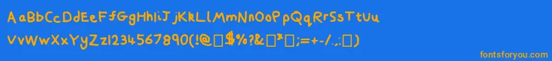 フォントCraaig – オレンジ色の文字が青い背景にあります。