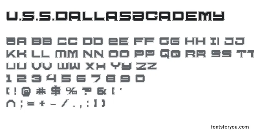 U.S.S.DallasAcademy-fontti – aakkoset, numerot, erikoismerkit