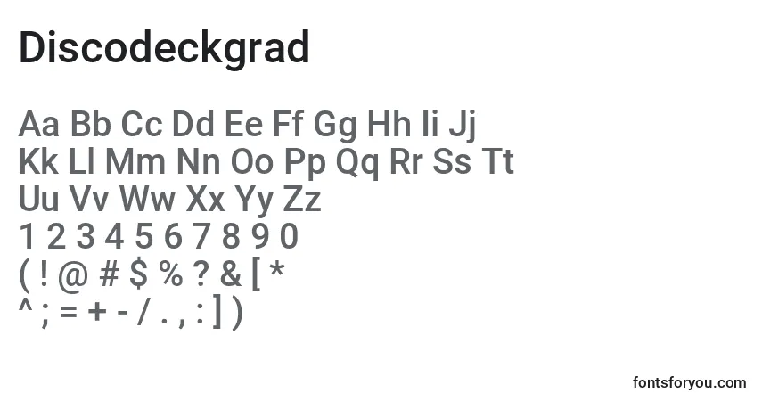 Discodeckgrad Font – alphabet, numbers, special characters