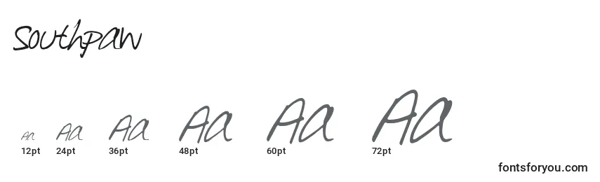 Southpaw Font Sizes