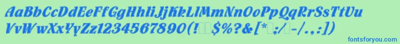 フォントFlamencoInlineLetPlain.1.0 – 青い文字は緑の背景です。