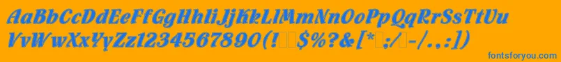 FlamencoInlineLetPlain.1.0 Font – Blue Fonts on Orange Background