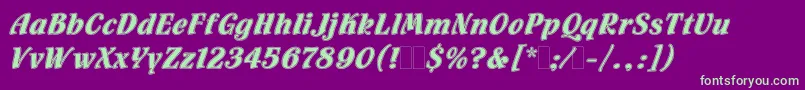 FlamencoInlineLetPlain.1.0-Schriftart – Grüne Schriften auf violettem Hintergrund