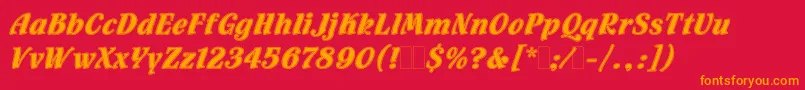 FlamencoInlineLetPlain.1.0-Schriftart – Orangefarbene Schriften auf rotem Hintergrund