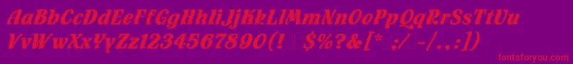 FlamencoInlineLetPlain.1.0-Schriftart – Rote Schriften auf violettem Hintergrund