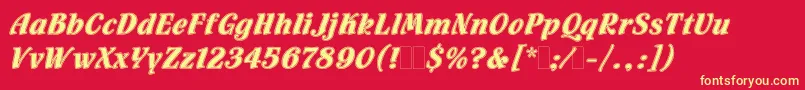 Шрифт FlamencoInlineLetPlain.1.0 – жёлтые шрифты на красном фоне