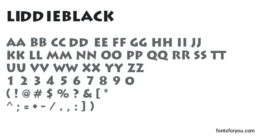 Czcionka LiddieBlack – alfabet, cyfry, specjalne znaki
