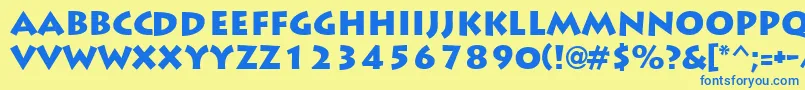 フォントLiddieBlack – 青い文字が黄色の背景にあります。