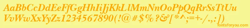NewbaskervillebttBolditalic Font – Orange Fonts on Yellow Background