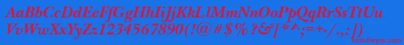 NewbaskervillebttBolditalic Font – Red Fonts on Blue Background