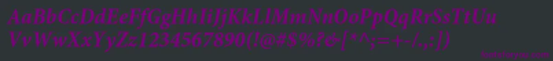 フォントMinionproBoldcnitcapt – 黒い背景に紫のフォント