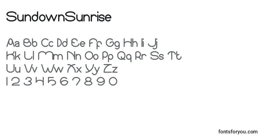 Fuente SundownSunrise - alfabeto, números, caracteres especiales