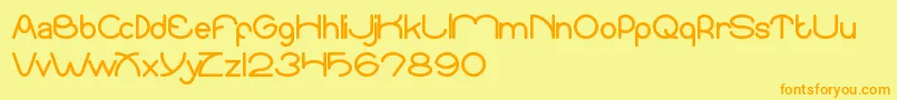 フォントSundownSunrise – オレンジの文字が黄色の背景にあります。