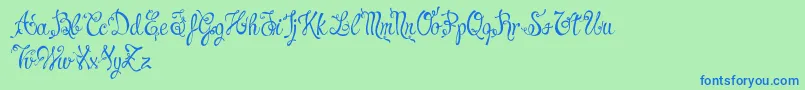 CharmingNormalDemo-Schriftart – Blaue Schriften auf grünem Hintergrund