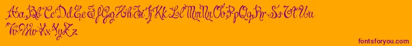 CharmingNormalDemo-fontti – violetit fontit oranssilla taustalla