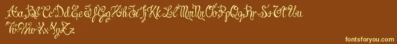 CharmingNormalDemo-fontti – keltaiset fontit ruskealla taustalla