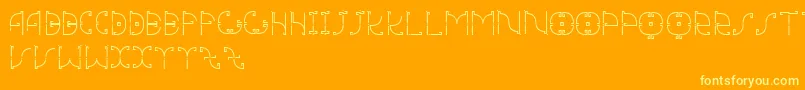 Mesomorph-Schriftart – Gelbe Schriften auf orangefarbenem Hintergrund