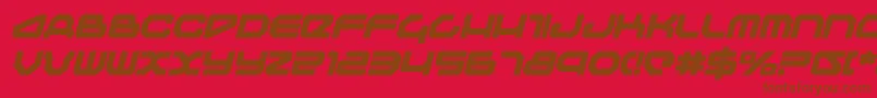 Weitere Informationen zur TravelerBoldItalic-Schriftart TravelerBoldItalic-Schriftart – Braune Schriften auf rotem Hintergrund