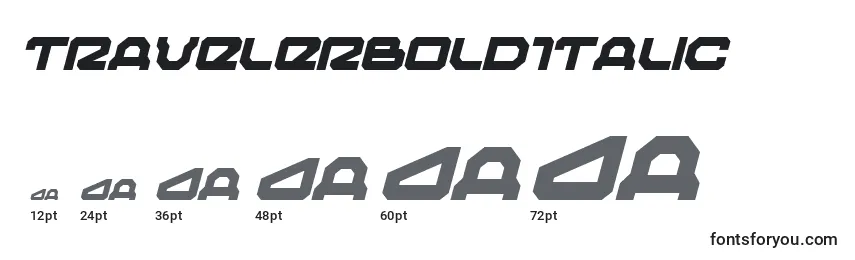 TravelerBoldItalic Font Sizes