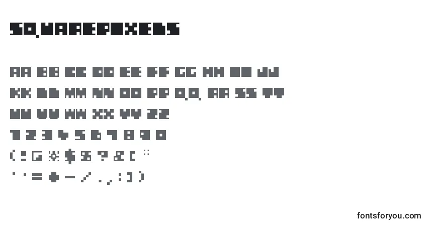 A fonte SquarePixels – alfabeto, números, caracteres especiais