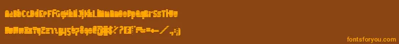 Tapedeck-Schriftart – Orangefarbene Schriften auf braunem Hintergrund