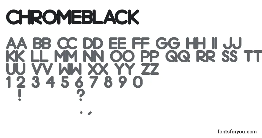 Czcionka ChromeBlack – alfabet, cyfry, specjalne znaki
